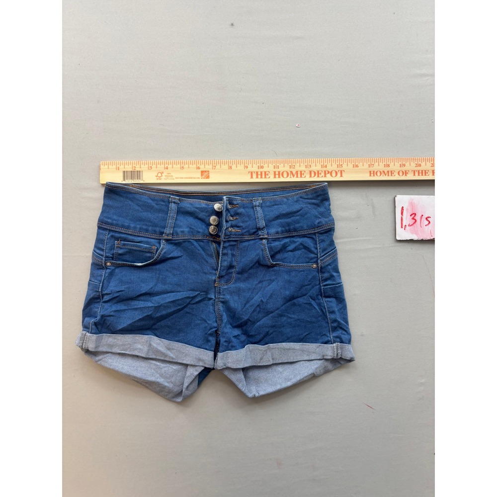 Forever 21 Womens High Waisted Cuffed Denim Shorts Medium Wash Blue Size Small